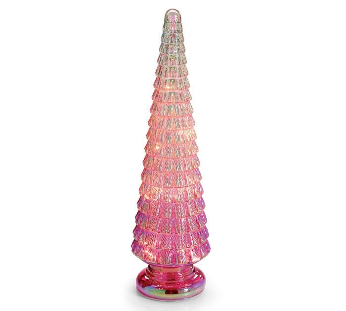 18-Inch Pink Iridescent Lighted Christmas Tree