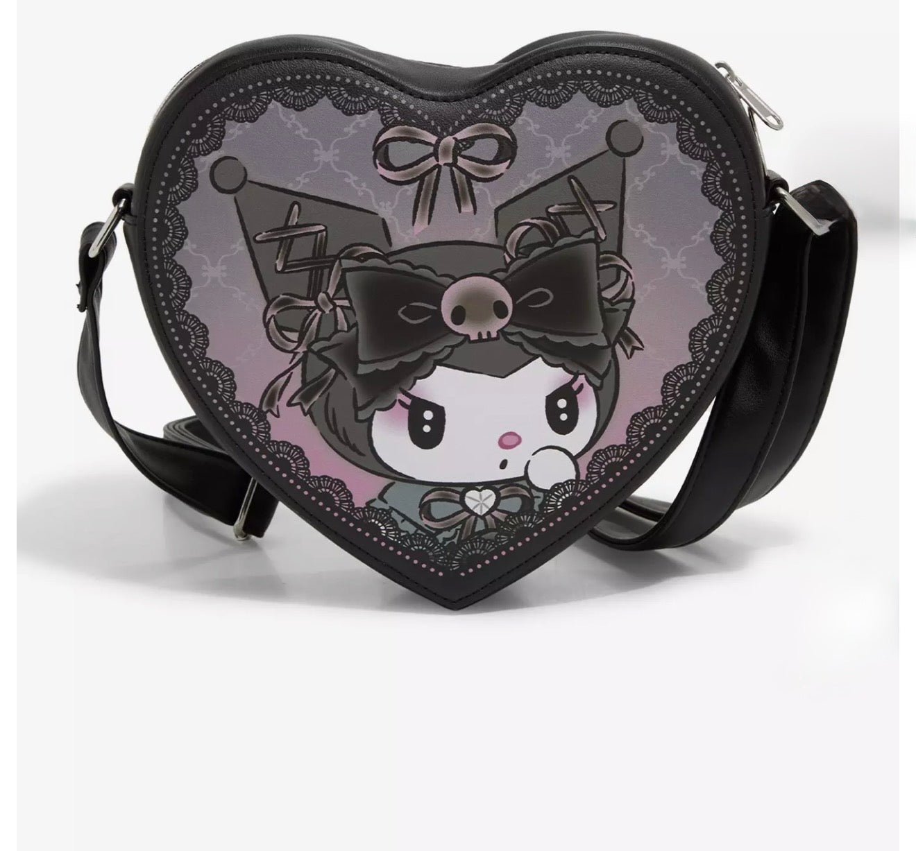 Sanrio x Loungefly Kuromi Heart Crossbody Bag | Gothic Lolita Heart Purse