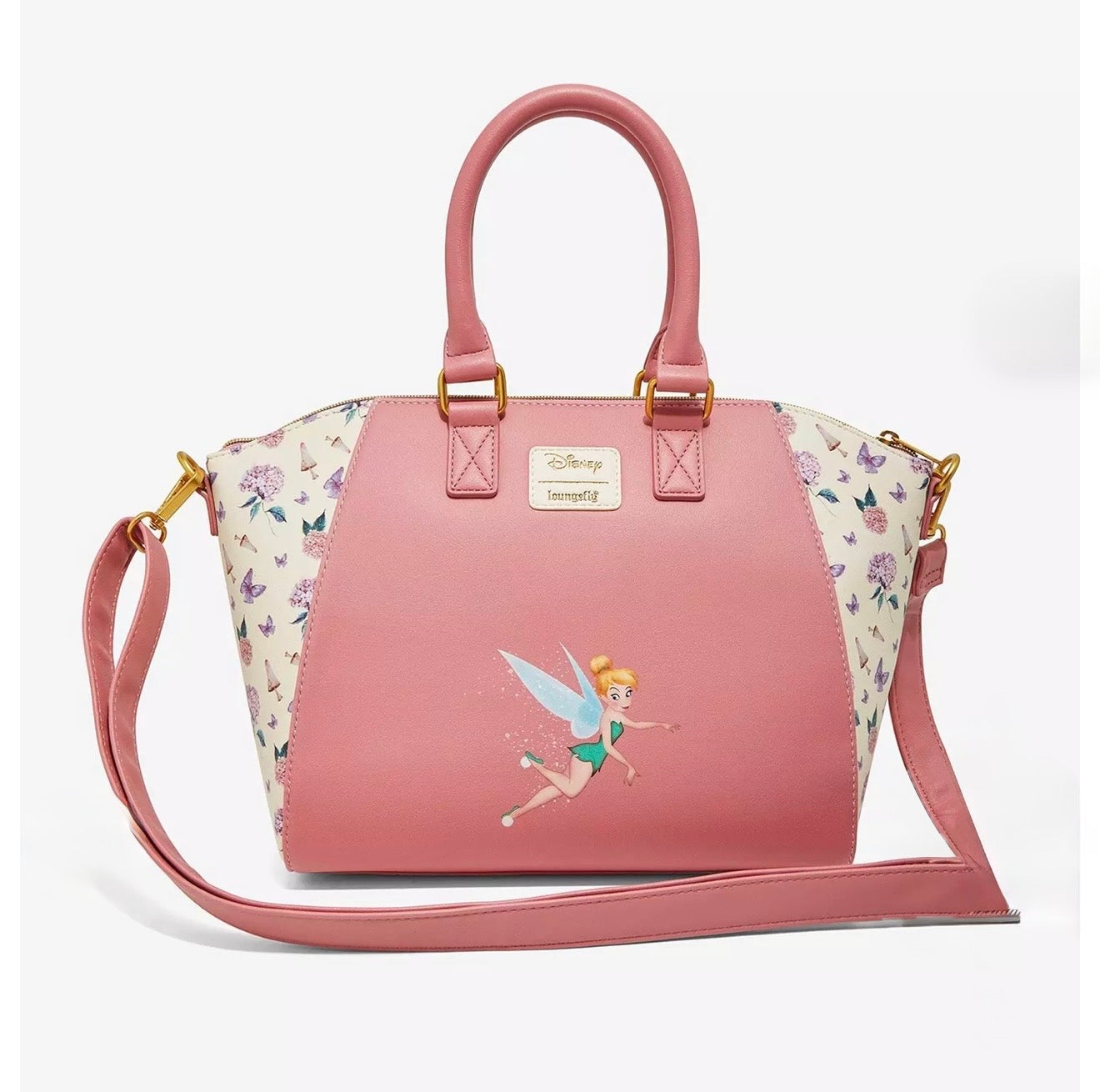 Disney Tinker Bell Enchanted Garden Satchel Crossbody Handbag | Floral Fairy Purse