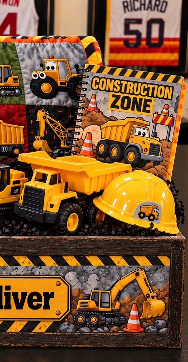 Personalized Construction Truck Gift Crate for Boys
