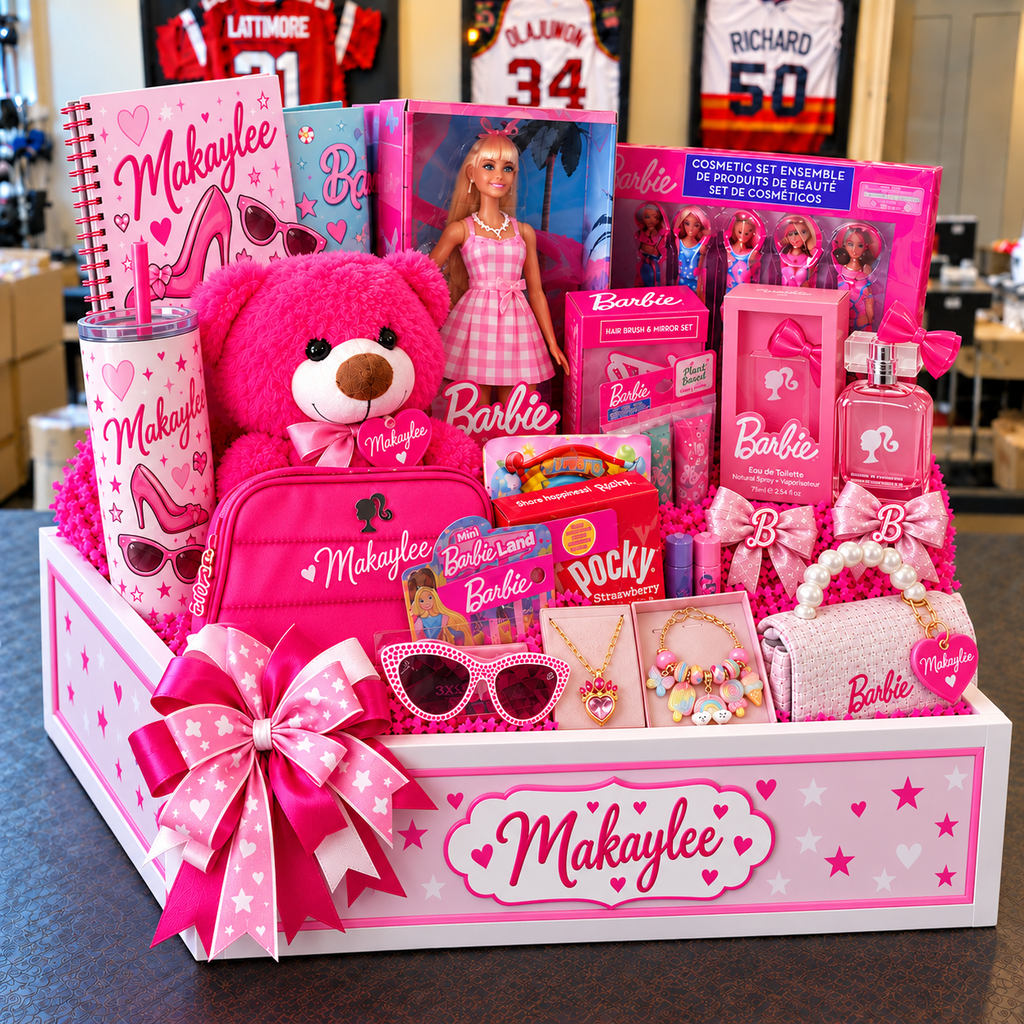Deluxe Personalized Barbie Gift Basket with Keepsake Crate