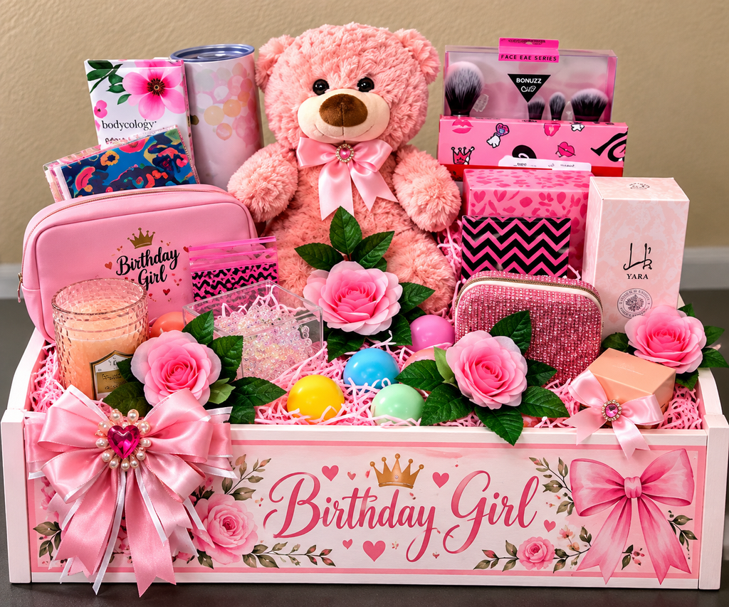 Birthday Girl Designer Gift Crate | Luxury Personalized Birthday Gift Basket for Her