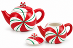 Peppermint Swirl Christmas Ceramic Teapot