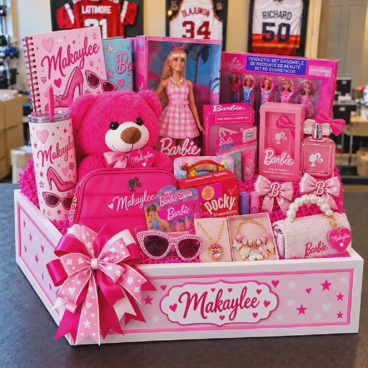 Deluxe Personalized Barbie Gift Basket with Keepsake Crate